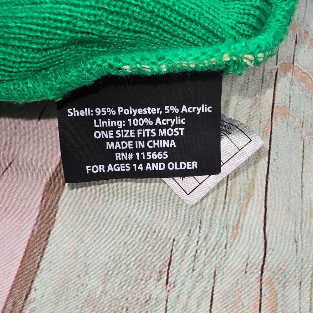 Animal Crossing Green Knit Pom Beanie With Character Print One Size Fits Most - Picture 6 of 6